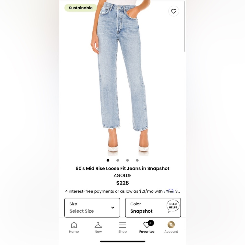 NWT Agolde Jeans 90’s Mid Rise Loose Fit Jeans-Snapshot